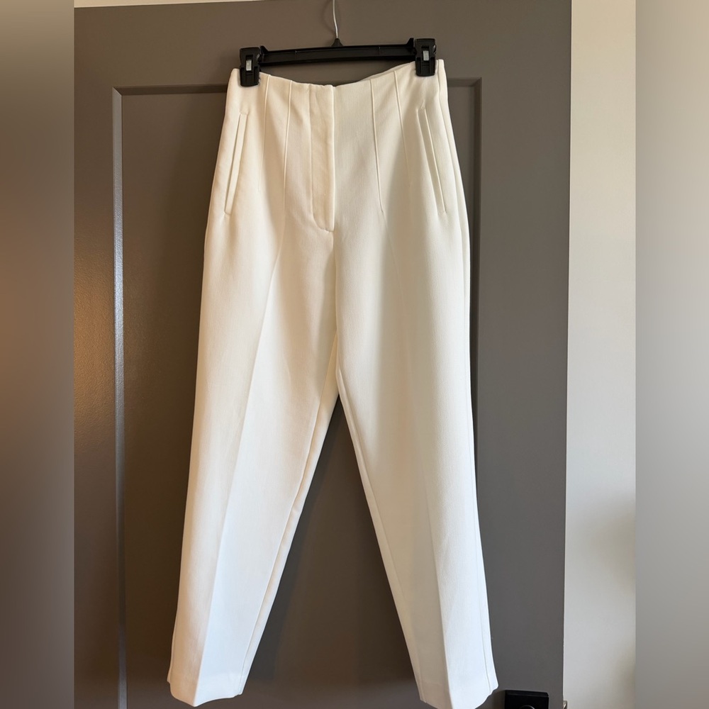 Zara Women's Cream Tailored High-Rise Trousers
